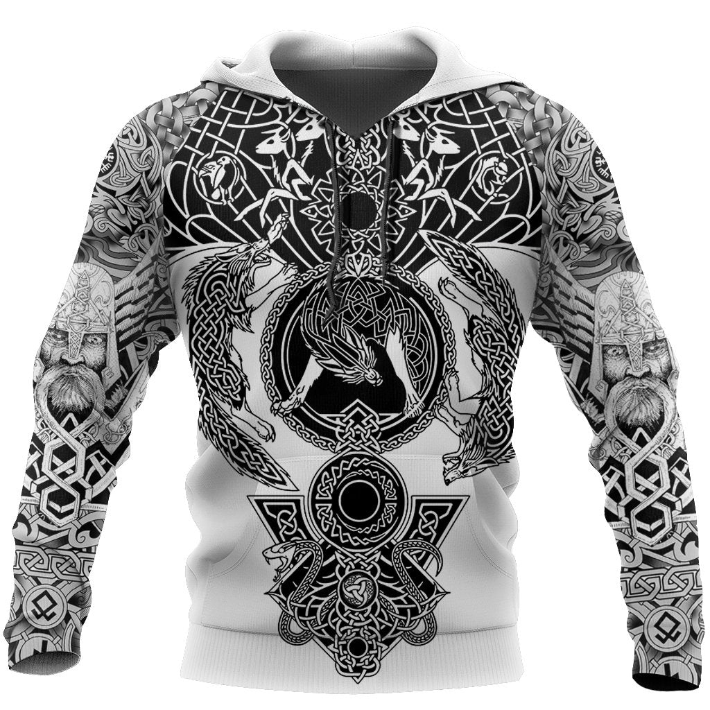Viking All-Over Print Hoodie with Cute Dog Design