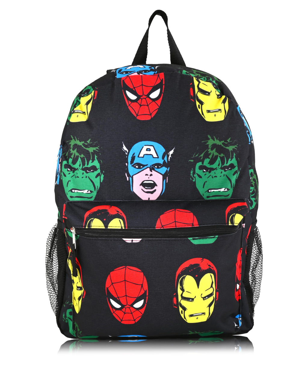 Marvel Spiderman Iron Man Hulk and Captain America Backpack for School - 16" Small Kids Bookbag Knapsack for Boys Girls Toddlers (Marvel Avengers All Over Print Backpack)